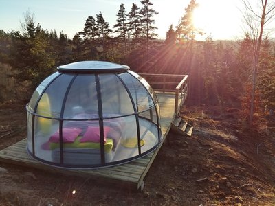 Dôme Etoile Vue imprenable sur la forêt et les montagnes