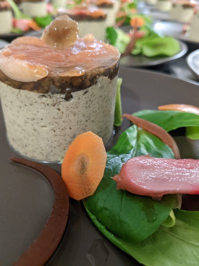 Bavarois lentille et truite fumée