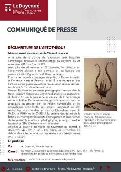 Réouverture de l'artothèque - Mise en avant des oeuvres de Vincent Fournier_Brioude